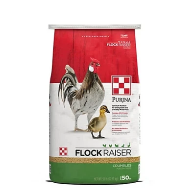 Purina Flock Raiser Crumbles Poultry Chicken Duck Feed 50lb Bag - Image 1 of 3