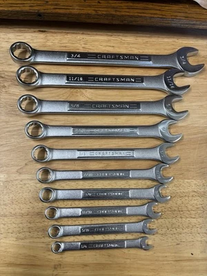 "Juego de llaves combinadas SAE de 12 puntos CRAFTSMAN 10 piezas 1/4"" a través de 3/4"" nuevo" Foto 1 de 2