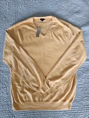 Suéter J Crew Mezcla de Cachemira Cuello en V Para Hombres XL Dorado Amarillo Pullover Tejido NUEVO Foto 1 de 4