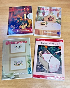 Husqvarna Viking Embroidery Designs Card Lot of 4, 12, 15, 21 - Picture 1 of 5
