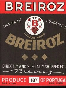 Breiroz Wine Label Portugal Red Vtg - Picture 1 of 2