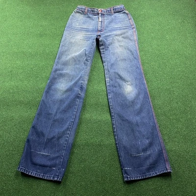 Pantalones de mezclilla vintage años 70 para hombre 28 azules vaqueros hippy se adapta a 28x33 Foto 1 de 4