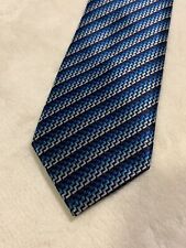 Feraricci Men’s Necktie Tie Neckwear Blue Black Striped 58”x3.25” Exc. Condition