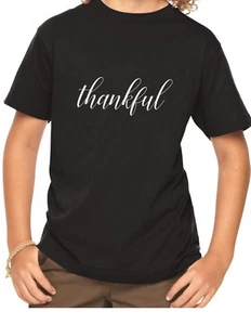 Youth Toddler NEW Thankful Shirt Thanksgiving T-Shirt Christmas Gift Idea Fall - Picture 1 of 8