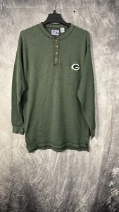 Logo 7 Green Bay Packers Four Button Crewneck Thermal Green Sweater Men’s LT - Picture 1 of 10