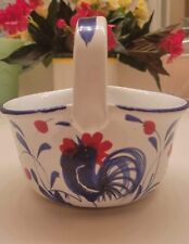 Vtg Porcelain Ceramic Rooster Sugar Tea Basket Blue White Pottery ITALY Majolica