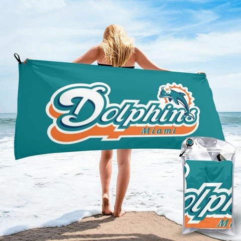 Miami Dolphins Gym Quick Dry Towel Beach Camping Travel Beach Towel 27.5x55 Inch Cover