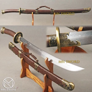 38 IN Folded Steel Chinese Sword Rosewood Qing Dynasty Dao Double Bo-hi Sharp - Picture 1 of 15