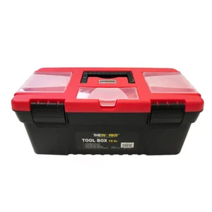 Tool Box 14 Inch Plastic Storage Organizer Tray Red Black Portable Lightweight - Picture 1 of 12