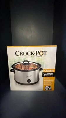 Crock-Pot 4.5qt round, 5 people, Slow Cooker - Classic Stainless Steel NEW - Image 1 of 4