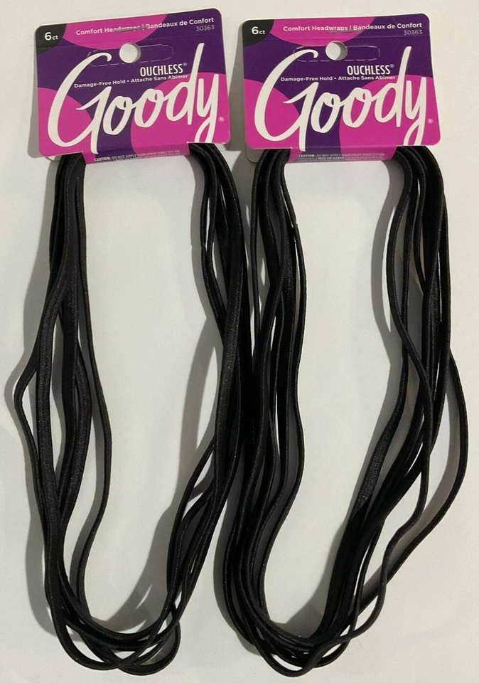 Goody Styling Essentials Ouchless Headwrap Thin Black 6 Count