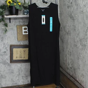 Hilary Radley Womens Soft Comfy Sleeveless Side Slit Midi Dress 1588935 Black 2X - Picture 1 of 6