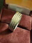 Sterling Silver Band Ring 925 Rope Braid Design 7Mm Wide Size 9.75 A04