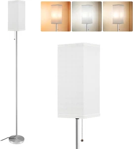 Floor Lamp for Living Room Bedroom - 3 Color Temperature Silver Standing Lamps - Picture 1 of 12