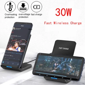 30W Fast Qi Wireless Charger Dock Charging Stand For iPhone 11 12 13 14 Pro Max - Picture 1 of 12