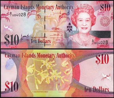 Cayman Islands 10 Dollars 2010, UNC, QEII, Prefix D/I 00****, P-40a - Image 1 of 3