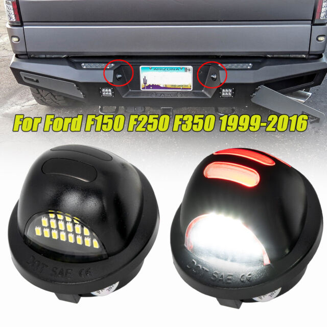 Gempro License Plate Light Assembly LED Tag Lamp Replacement for Ford F150  F250 F350 F450 F550 Superduty Bronco Excursion Ranger Expedition Explorer  Rear Plate Lights, 6000K White, 2PCS (Black)