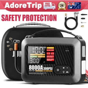 8000A Car Jump Starter with Air Compressor Jump Box Battery Power Bank Supersafe - Picture 1 of 14