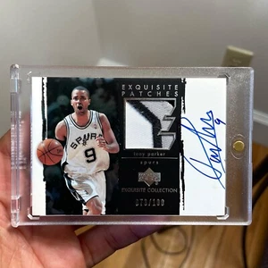 2004 Upper Deck Exquisite Tony Parker /100 Game Used Spurs Patch Auto - Picture 1 of 4