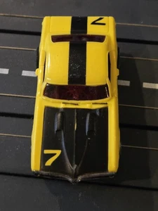Aurora T-Jet Tuff Ones 1968 Pontiac Firebird Slot Car Yellow Black #7 - Picture 1 of 2