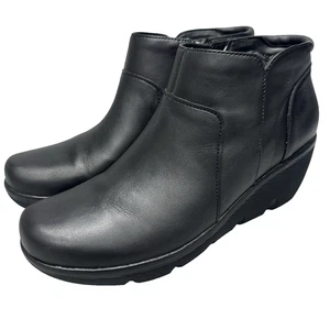 Stivali donna Clarks Clarene Sun misura 9,5 neri in pelle stivaletti zeppa tacco zip laterale - Foto 1 di 14