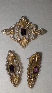 Vintage viktorianisches Set mit Anstecknadel und Ohrringen - Bild 1 von 7