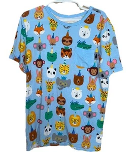Little Sleepies Party Pals Pocket Tee Size 8 Blue Short Sleeves - Picture 1 of 3