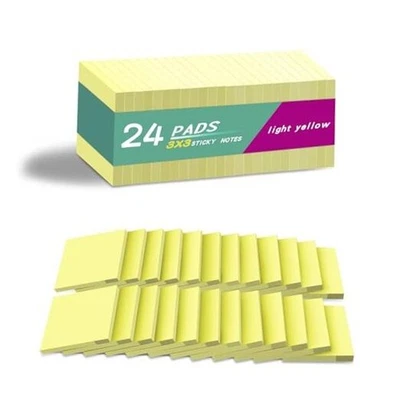 Sticky Notes 3x3 в желтых подушечках, сильный клей, чистое удаление, пригоден для вторичной переработки, 24 - Изображение 1 из 4