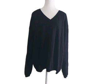 Unison V Neck Pure Wool Black Lightweight Jumper Sz XL - Picture 1 of 10