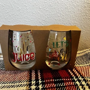 NWT stemless Christmas wine glasses set of two -22oz - Picture 1 of 5