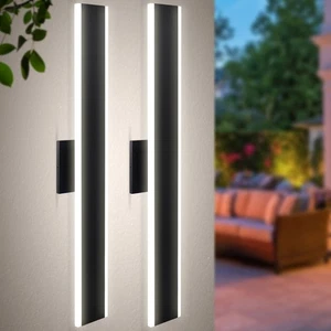 LUXRITE 36 Inch LED Outdoor Wall Sconce, 30W, 2400 Lumens, 5CCT, ETL Black 2PK - Picture 1 of 7