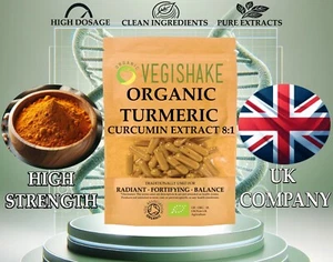 Organic Turmeric Curcumin Extract 8:1 Joints Mobility Anti-inflammatory Skin - Picture 1 of 10