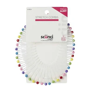 Scunci Stretch Hair Comb Circular Headband, Clear and Multi-Color, 2-Count - Picture 1 of 1
