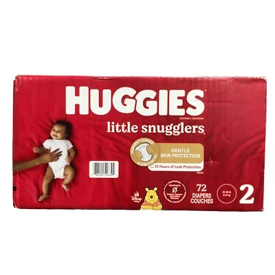 Pañales Huggies Little Snugglers talla 2 72 quilates comodidad sin fugas 12-18 libras Foto 1 de 3