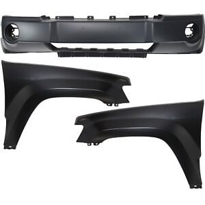 Front Bumper Cover Kit Fits With Chrome Insert For 2005-2007 Jeep Grand Cherokee