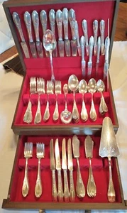 SAGLIER FRERES of FRANCE SILVERPLATE 105 pc FLATWARE SET AND STORAGE CHEST - Picture 1 of 11