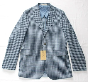 $595 New STRONG SUIT Blue Sport Coat Blazer Men's 40L 40 Long WOOL Gingham Check - Picture 1 of 12