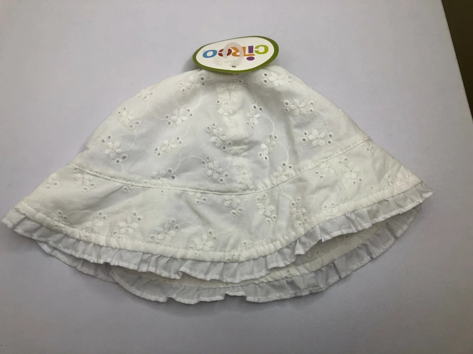 Sombrero de bebé Circo blanco estampado floral niñas niños pequeños 3T Foto 1 de 3