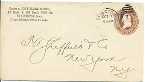 US 1887 Postal Stationery Advertising Cover #U278 Burlington IA to New York Z - Picture 1 of 2