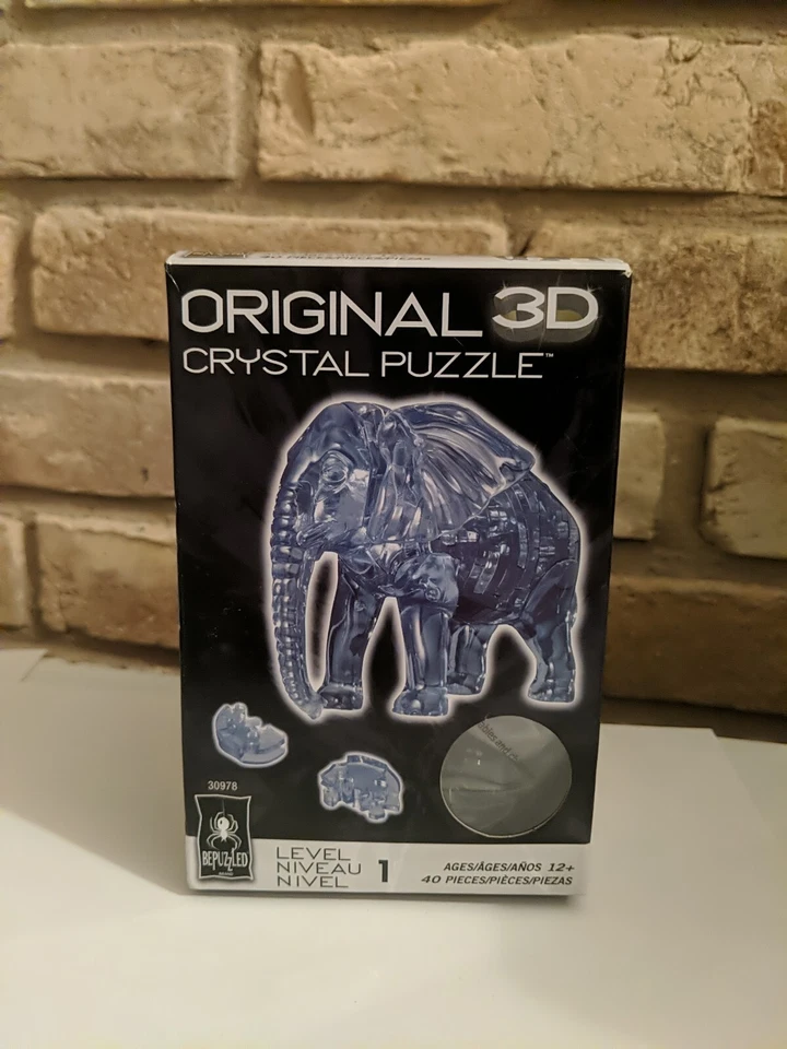 Nuevo - Rompecabezas de cristal 3D BePuzzled - Elefante: 40 piezas - Edades 12+ | 1 jugador Foto 1 de 4