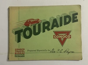 1937 Conoco Touraide Travel Bureau Michigan To Yellowstone To Pueblo Map/Guide - Picture 1 of 15