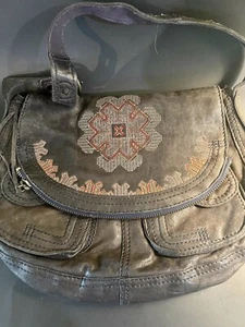 Lucky Brand Vorratshandtasche Boho folkloristisch bestickt italienisches Leder - Bild 1 von 14