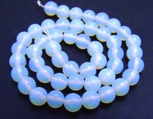8mm Round Blue Opal Loose Beads for Jewelry Making DIY Necklace Strand 15"