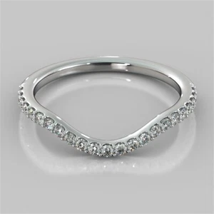 0.28 Ct Natural Round Diamond Engagement Eternity Ring 950 Solid Platinum Size 5 - Picture 1 of 6