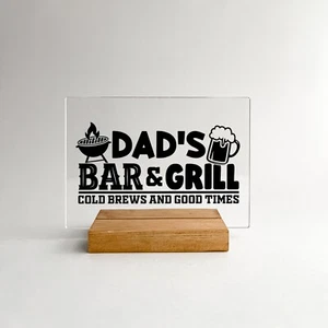 Personalized Wooden Plaque Dads Bar & Grill Cold Brews and Good Times Gift - Picture 1 of 4