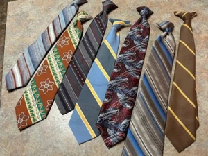 Men's Vintage Lot of 7 Clip on Ties- some never worn - multicolor - Excellent - Picture 1 of 8