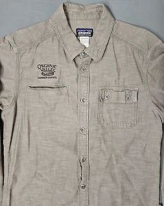 Patagonia mens shirt medium organic cotton light gray long sleeve button up OGV - Picture 1 of 12