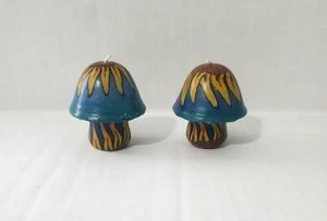  Small Retro Psychedelic Mushroom Wax Candles with Sunflower Design Set of 2  - Picture 1 of 13