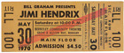 1 1970 JIMI HENDRIX UNUSED FULL CONCERT TICKET Berkeley Calif. laminated reprint
