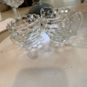 FOSTORIA AMERICAN “CUBIST” SMALL CREAM AND OPEN SUGAR SET - Picture 1 of 4